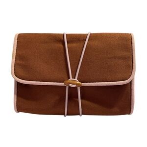 The Body Shop Brown Cosmetic Bag with Pink Trim GUC
